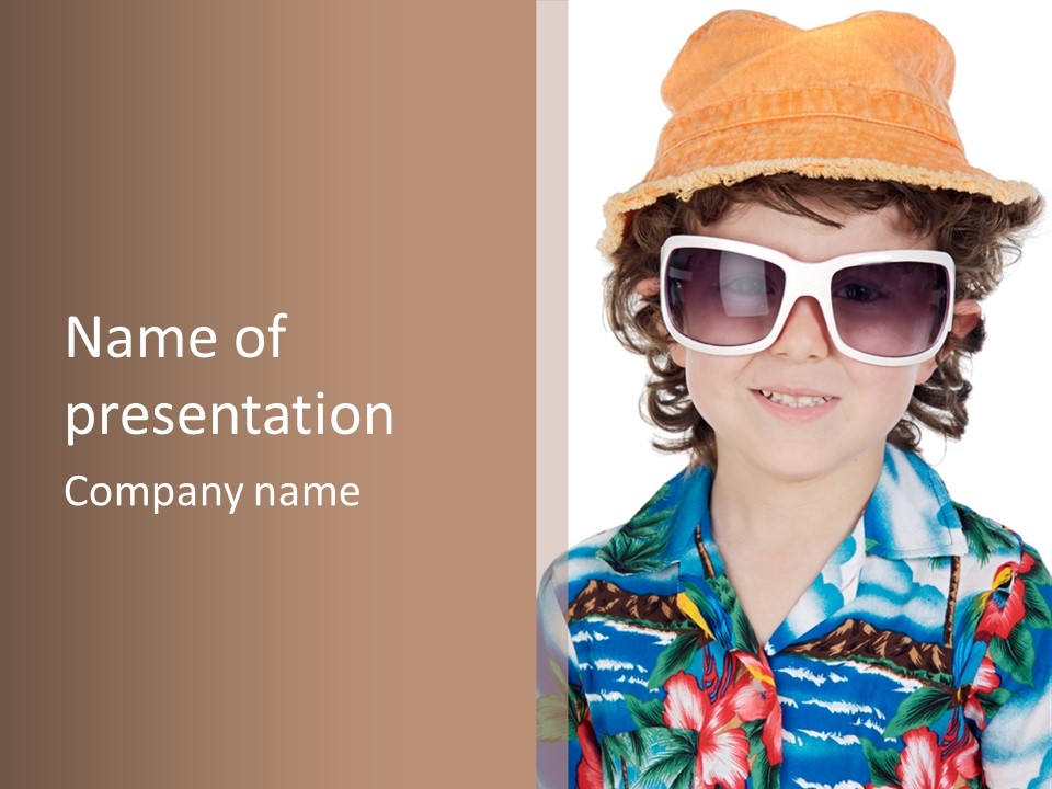 A Young Boy Wearing A Hat And Sunglasses PowerPoint Template