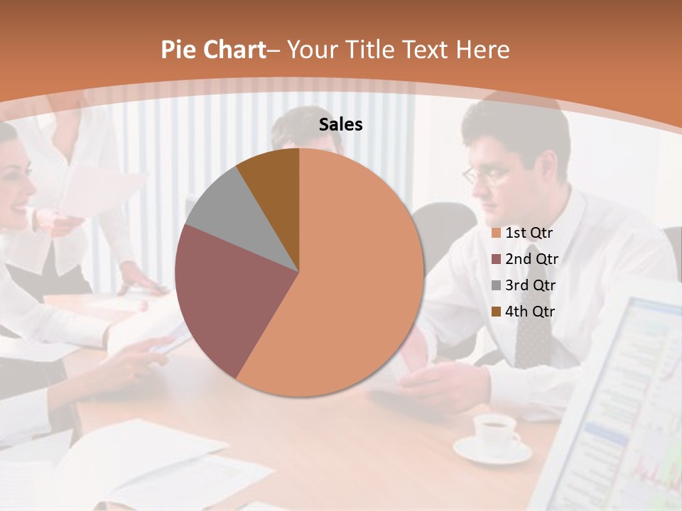 Portrait Of Four Professionals Sitting At The Table And Discussing A Business Idea In The Office PowerPoint Template