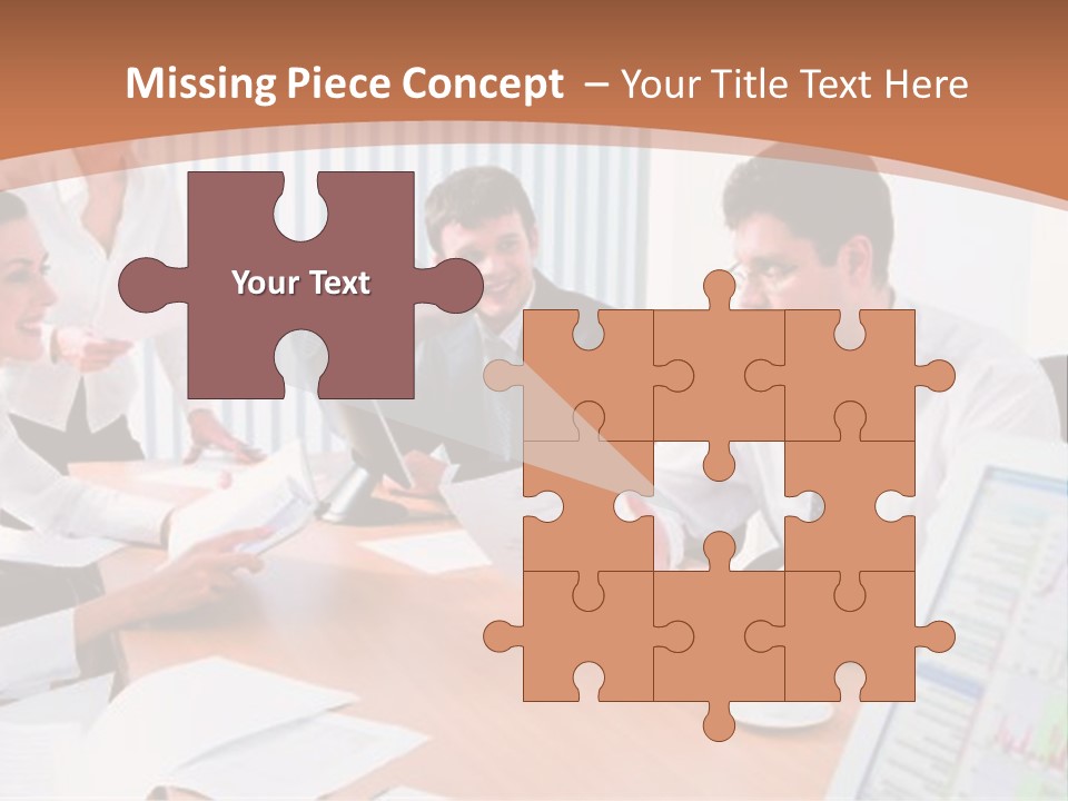 Portrait Of Four Professionals Sitting At The Table And Discussing A Business Idea In The Office PowerPoint Template