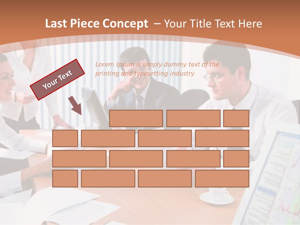 Portrait Of Four Professionals Sitting At The Table And Discussing A Business Idea In The Office PowerPoint Template