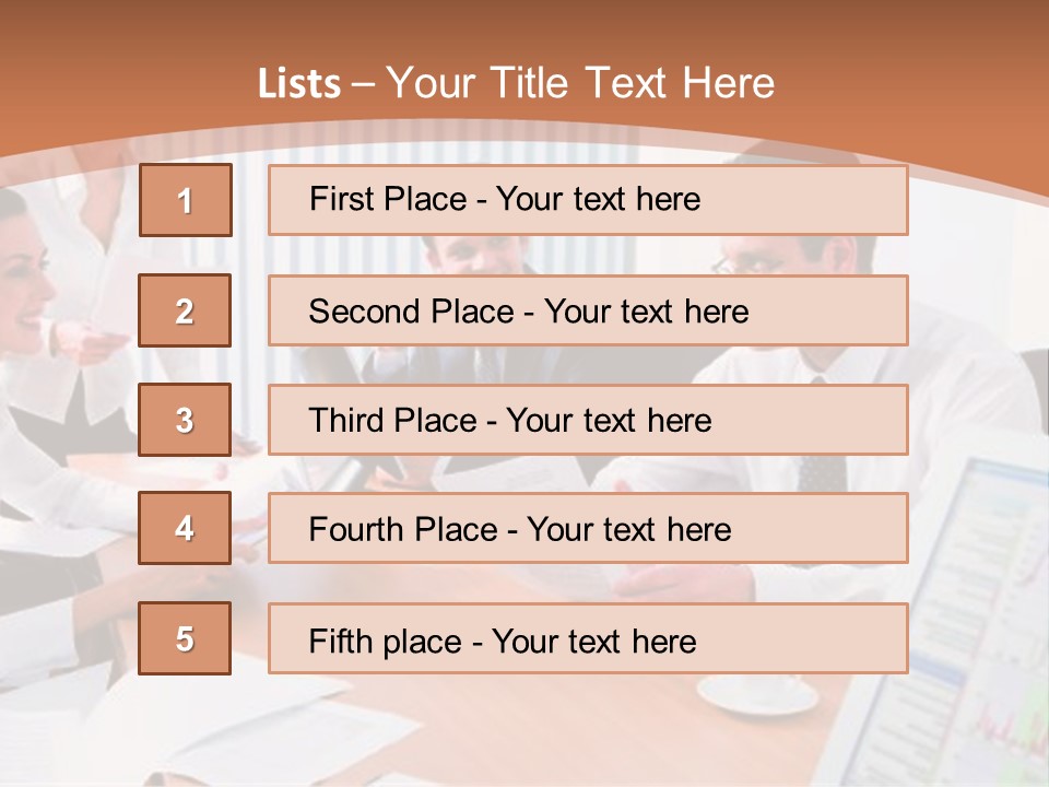 Portrait Of Four Professionals Sitting At The Table And Discussing A Business Idea In The Office PowerPoint Template