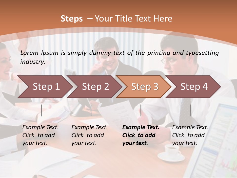 Portrait Of Four Professionals Sitting At The Table And Discussing A Business Idea In The Office PowerPoint Template