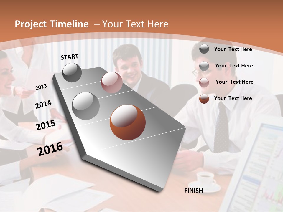 Portrait Of Four Professionals Sitting At The Table And Discussing A Business Idea In The Office PowerPoint Template