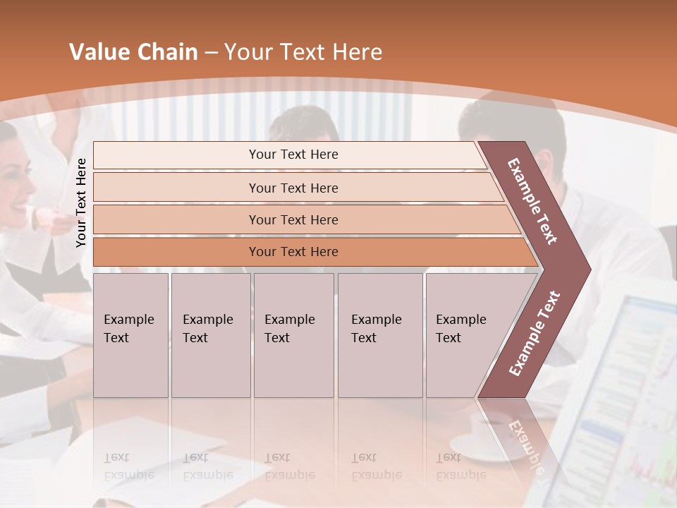Portrait Of Four Professionals Sitting At The Table And Discussing A Business Idea In The Office PowerPoint Template