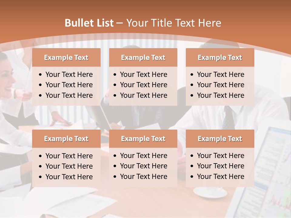Portrait Of Four Professionals Sitting At The Table And Discussing A Business Idea In The Office PowerPoint Template