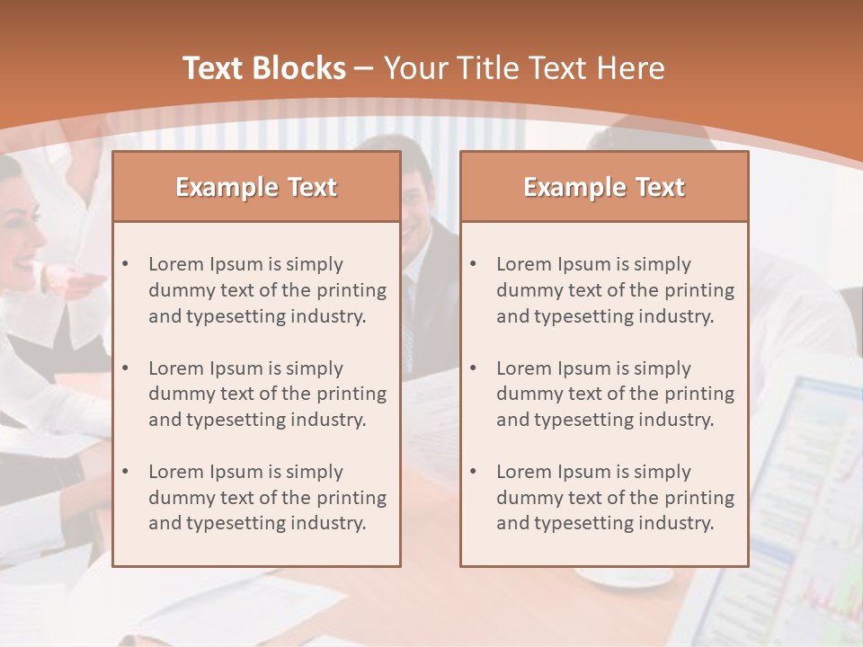Portrait Of Four Professionals Sitting At The Table And Discussing A Business Idea In The Office PowerPoint Template