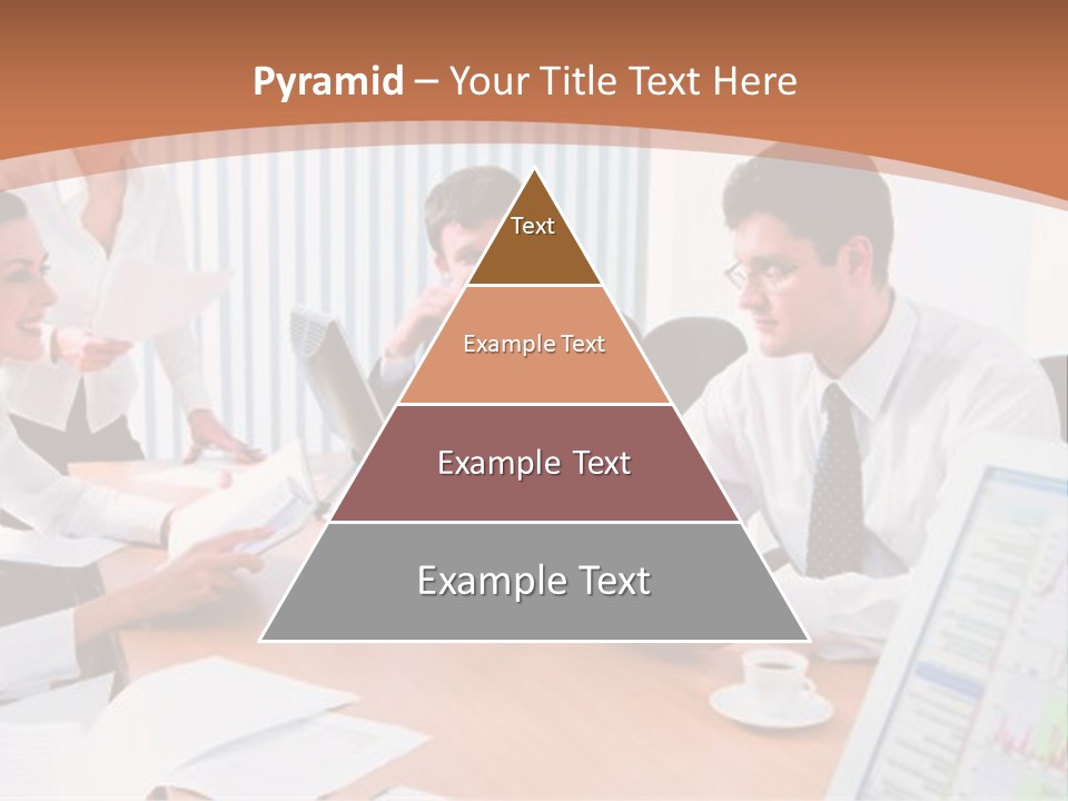 Portrait Of Four Professionals Sitting At The Table And Discussing A Business Idea In The Office PowerPoint Template