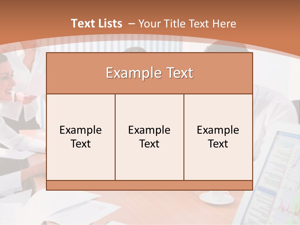 Portrait Of Four Professionals Sitting At The Table And Discussing A Business Idea In The Office PowerPoint Template