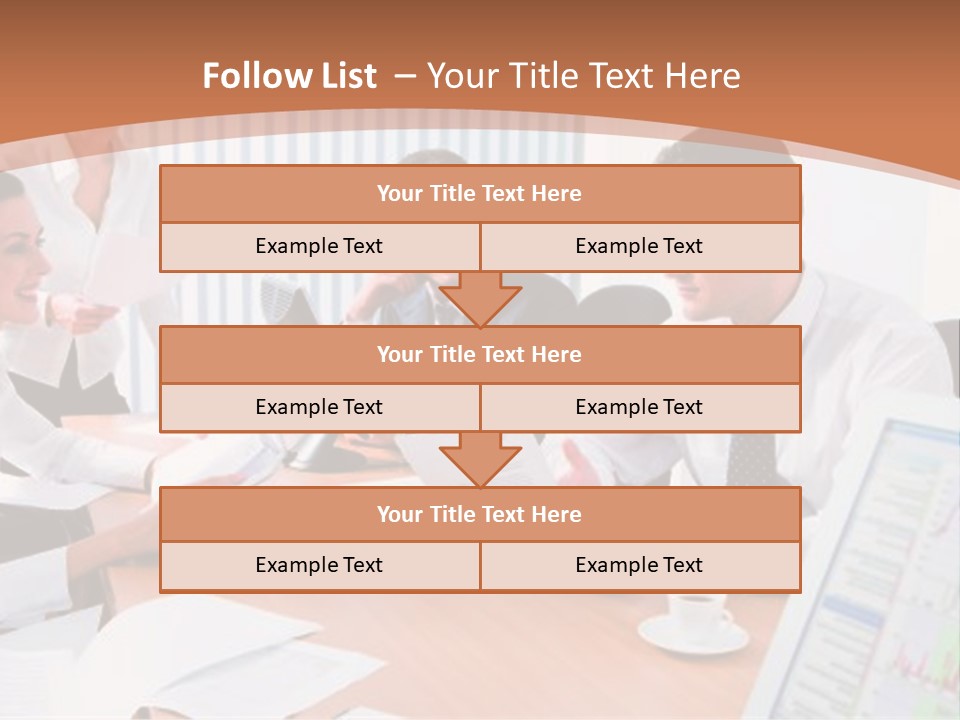 Portrait Of Four Professionals Sitting At The Table And Discussing A Business Idea In The Office PowerPoint Template