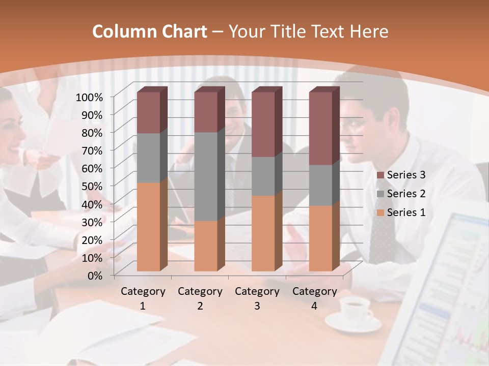 Portrait Of Four Professionals Sitting At The Table And Discussing A Business Idea In The Office PowerPoint Template