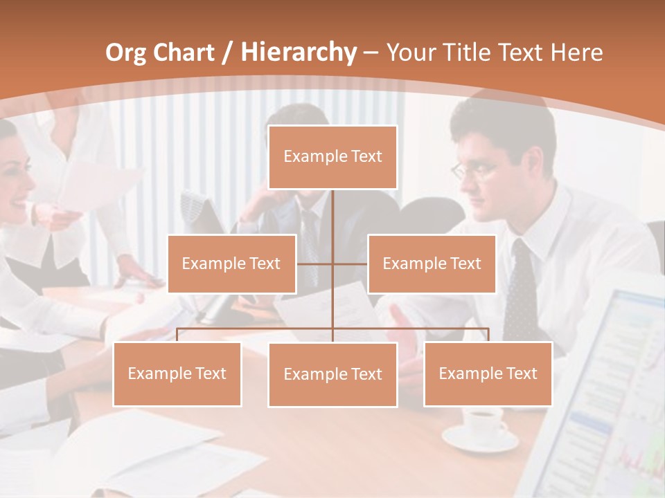 Portrait Of Four Professionals Sitting At The Table And Discussing A Business Idea In The Office PowerPoint Template