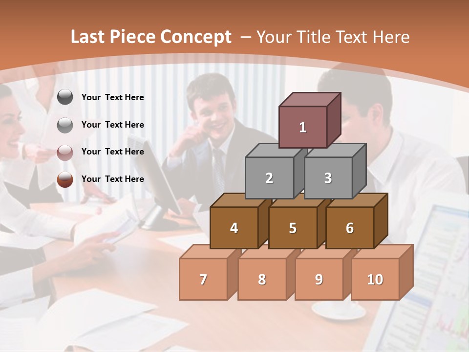 Portrait Of Four Professionals Sitting At The Table And Discussing A Business Idea In The Office PowerPoint Template