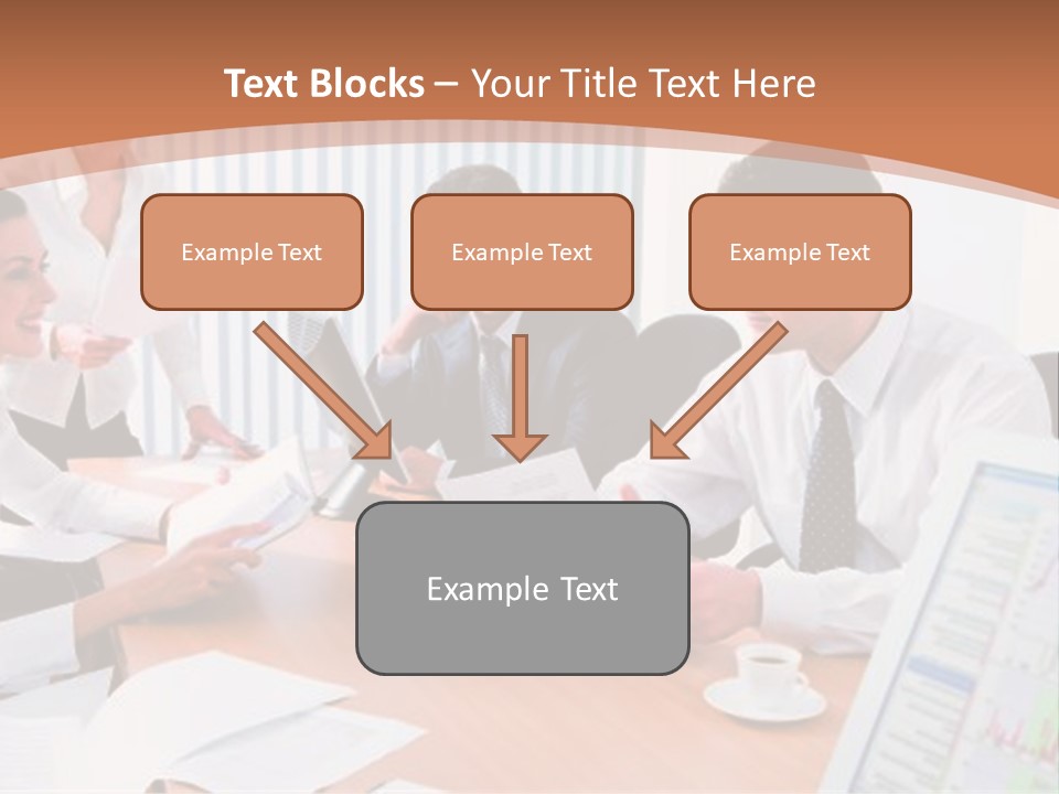 Portrait Of Four Professionals Sitting At The Table And Discussing A Business Idea In The Office PowerPoint Template