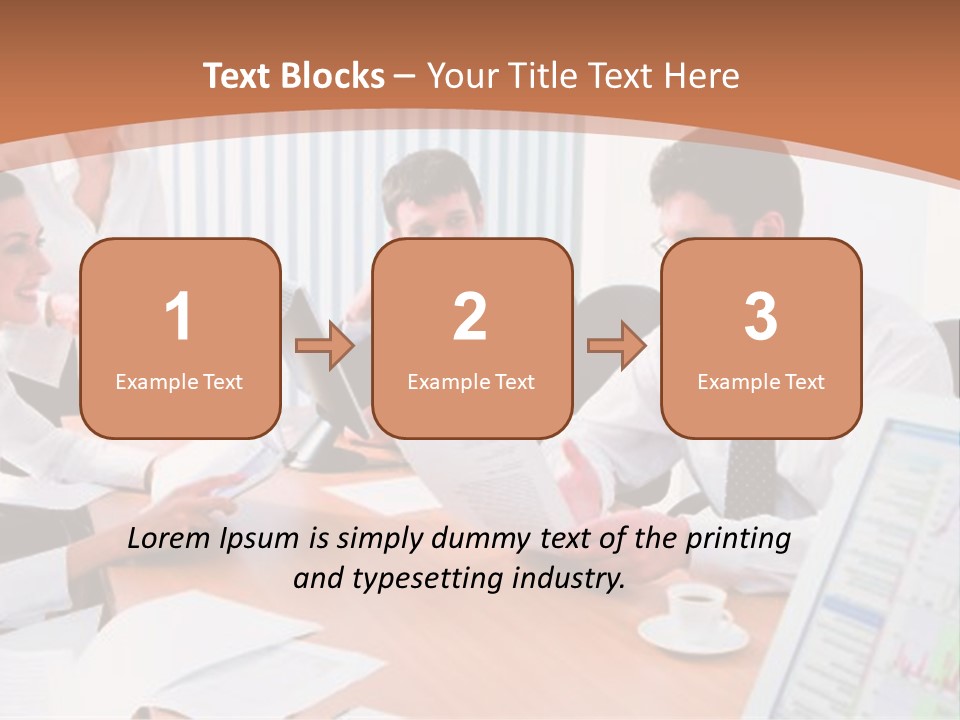 Portrait Of Four Professionals Sitting At The Table And Discussing A Business Idea In The Office PowerPoint Template