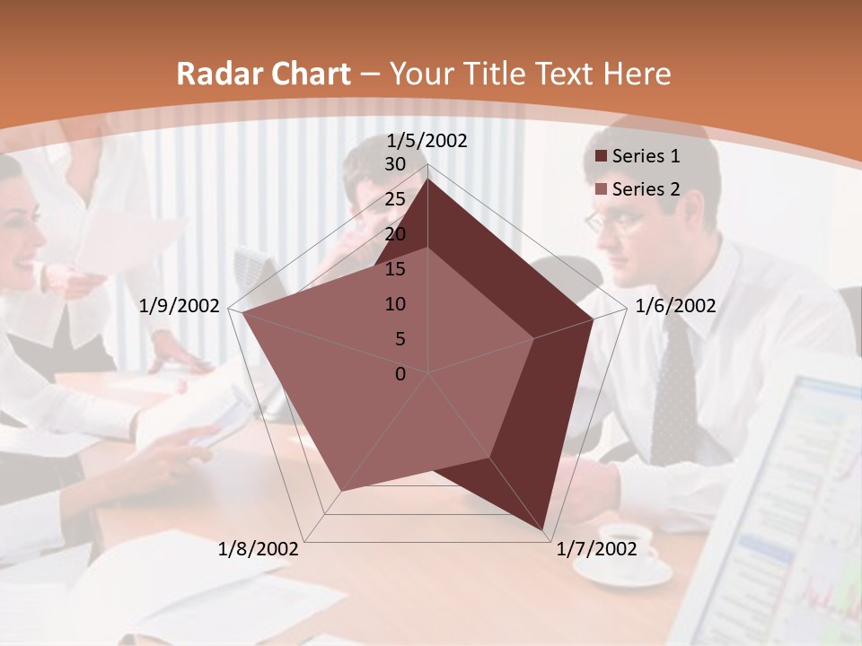 Portrait Of Four Professionals Sitting At The Table And Discussing A Business Idea In The Office PowerPoint Template