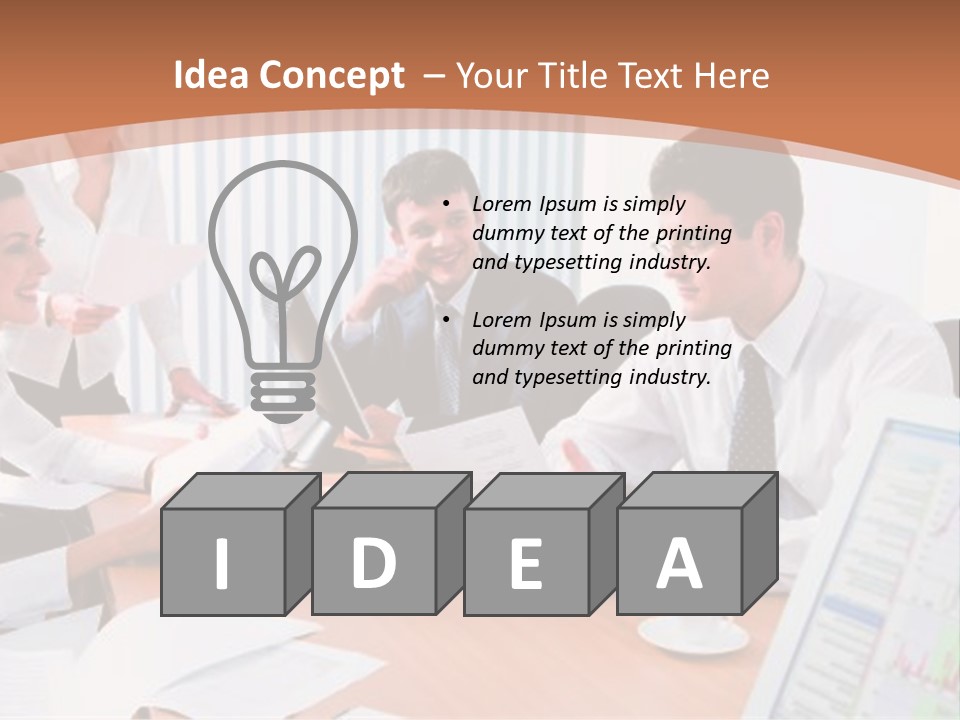 Portrait Of Four Professionals Sitting At The Table And Discussing A Business Idea In The Office PowerPoint Template