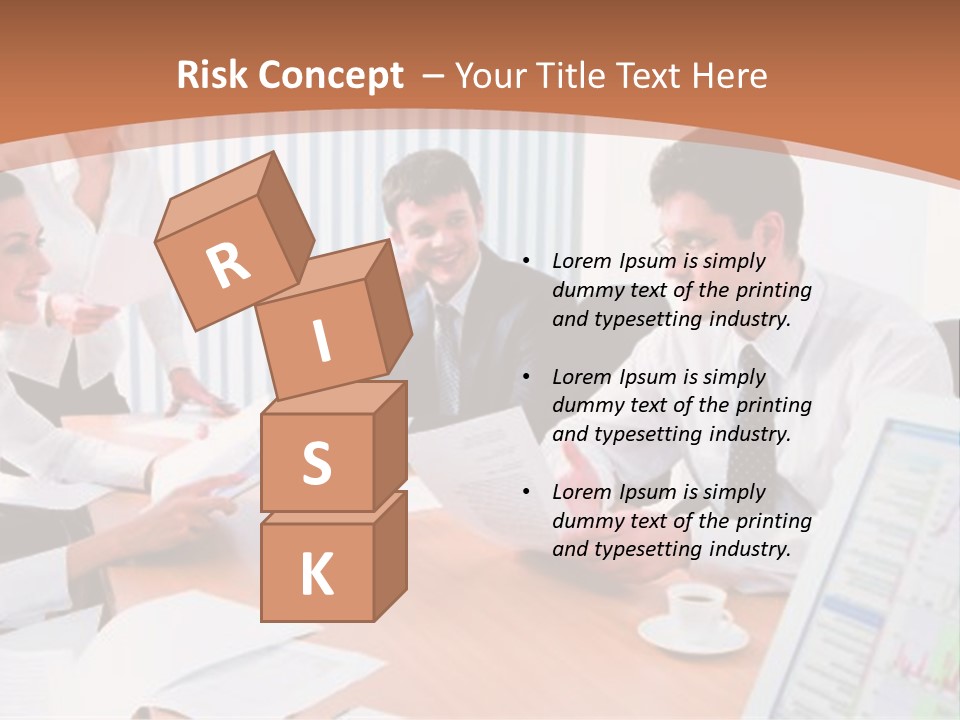 Portrait Of Four Professionals Sitting At The Table And Discussing A Business Idea In The Office PowerPoint Template