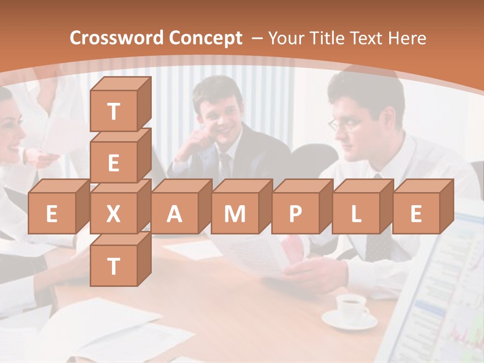 Portrait Of Four Professionals Sitting At The Table And Discussing A Business Idea In The Office PowerPoint Template