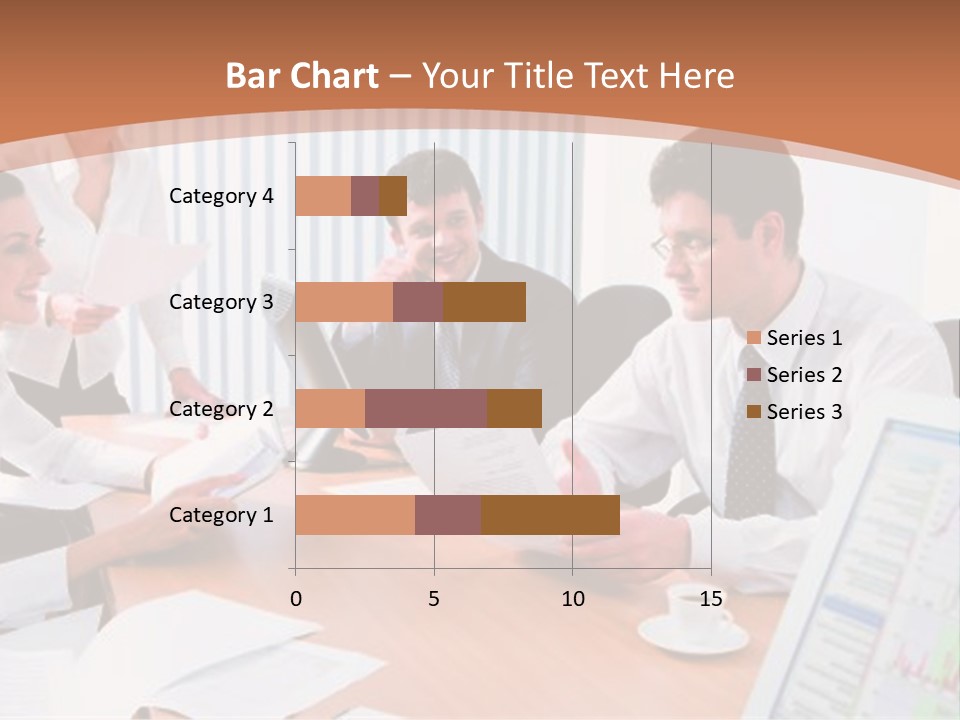 Portrait Of Four Professionals Sitting At The Table And Discussing A Business Idea In The Office PowerPoint Template