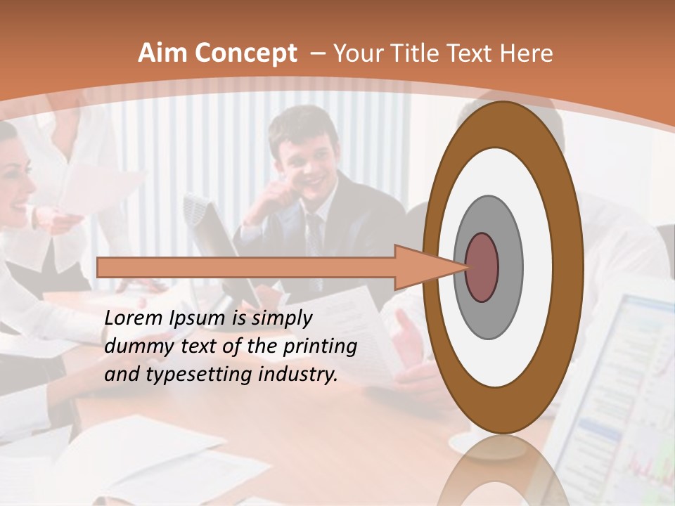 Portrait Of Four Professionals Sitting At The Table And Discussing A Business Idea In The Office PowerPoint Template