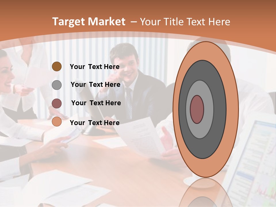 Portrait Of Four Professionals Sitting At The Table And Discussing A Business Idea In The Office PowerPoint Template