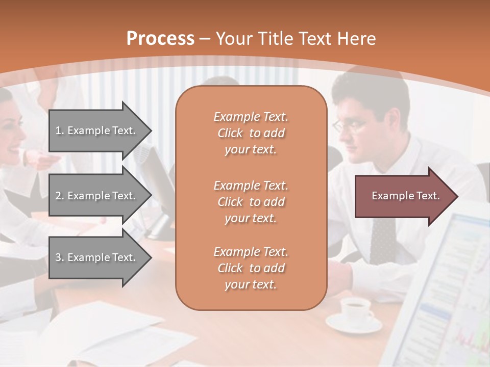 Portrait Of Four Professionals Sitting At The Table And Discussing A Business Idea In The Office PowerPoint Template