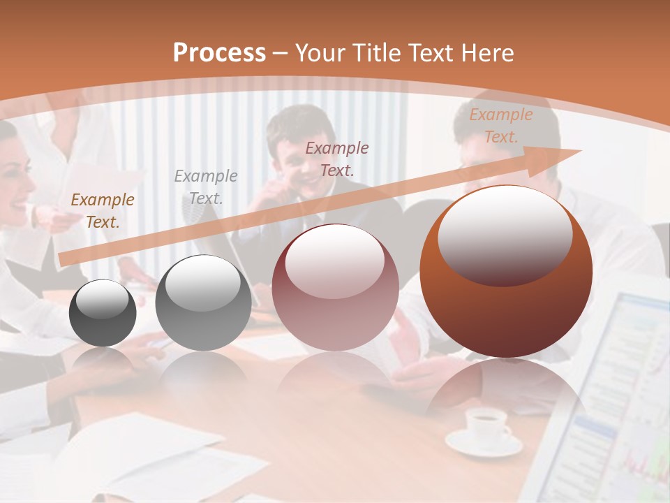 Portrait Of Four Professionals Sitting At The Table And Discussing A Business Idea In The Office PowerPoint Template