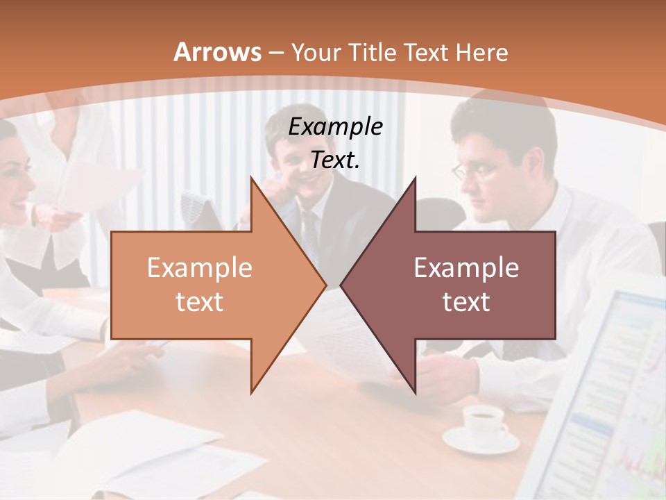 Portrait Of Four Professionals Sitting At The Table And Discussing A Business Idea In The Office PowerPoint Template