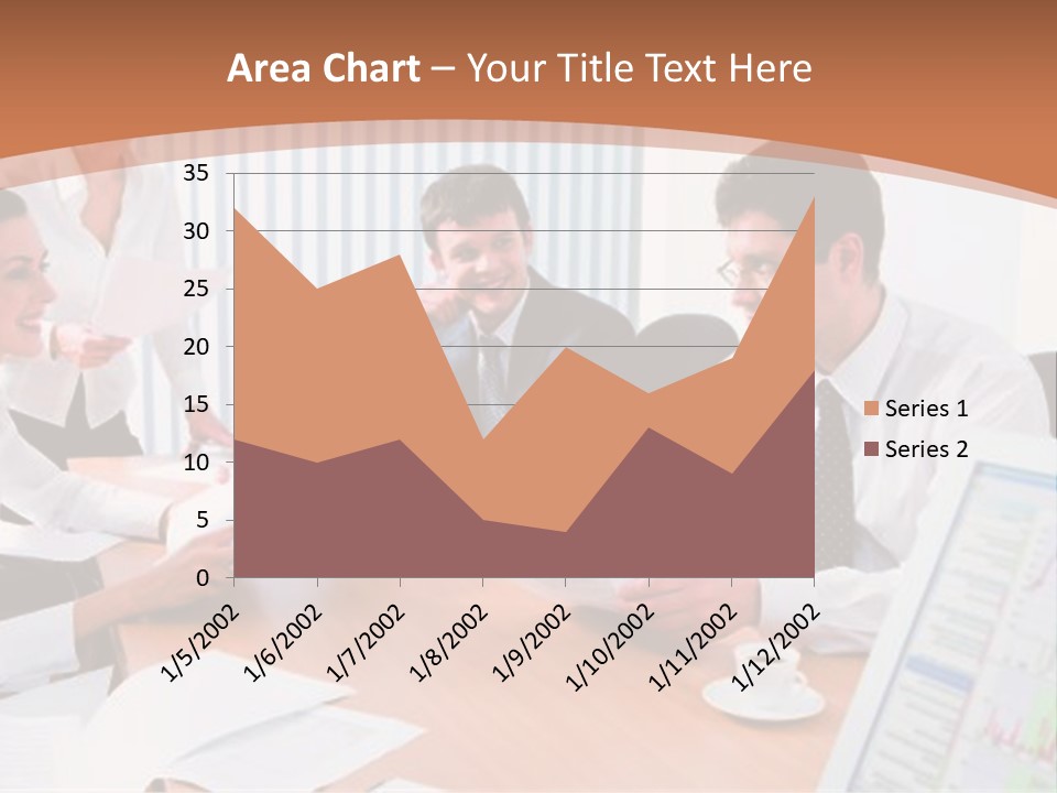 Portrait Of Four Professionals Sitting At The Table And Discussing A Business Idea In The Office PowerPoint Template