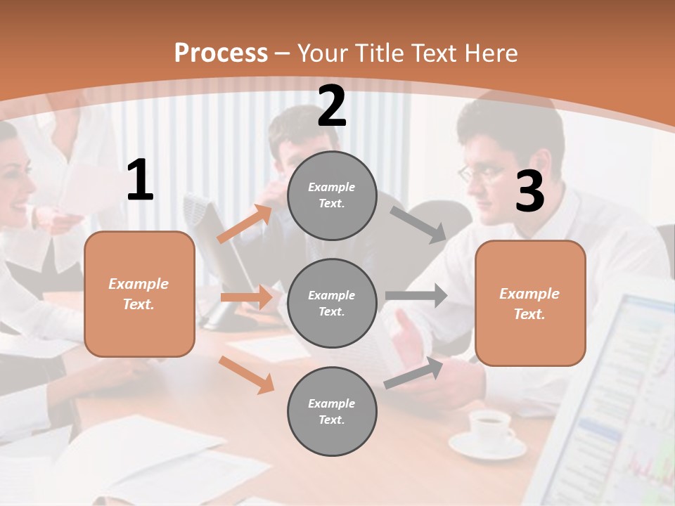 Portrait Of Four Professionals Sitting At The Table And Discussing A Business Idea In The Office PowerPoint Template