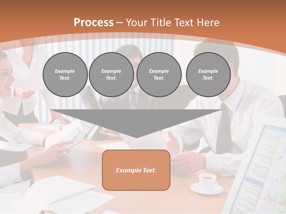 Portrait Of Four Professionals Sitting At The Table And Discussing A Business Idea In The Office PowerPoint Template