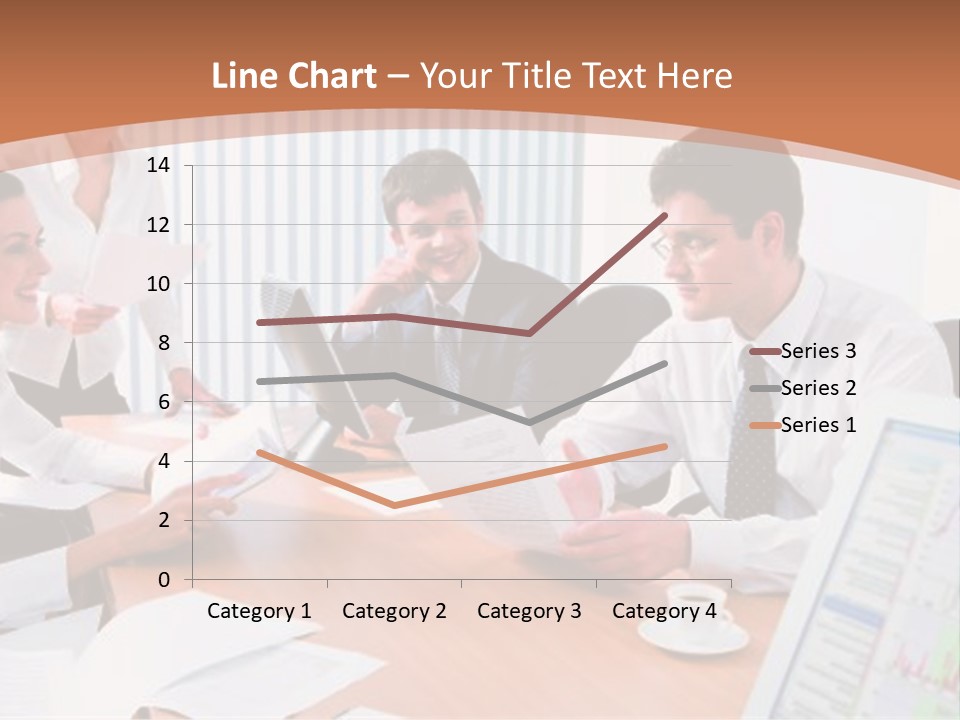 Portrait Of Four Professionals Sitting At The Table And Discussing A Business Idea In The Office PowerPoint Template
