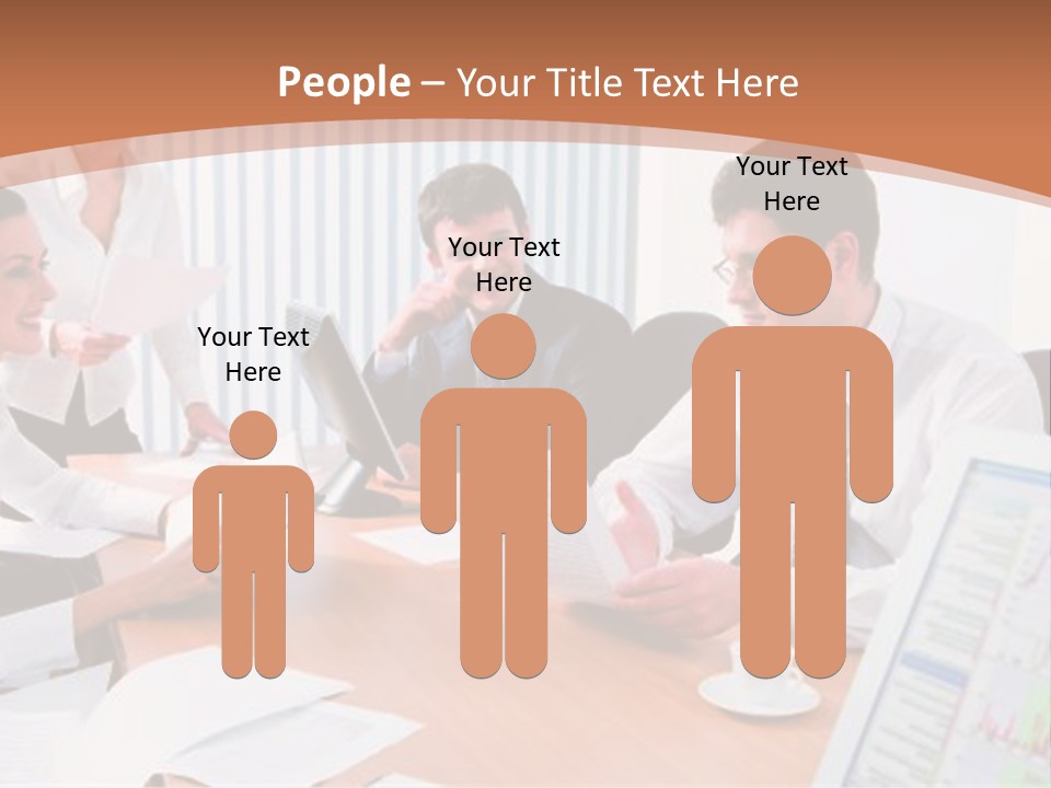 Portrait Of Four Professionals Sitting At The Table And Discussing A Business Idea In The Office PowerPoint Template