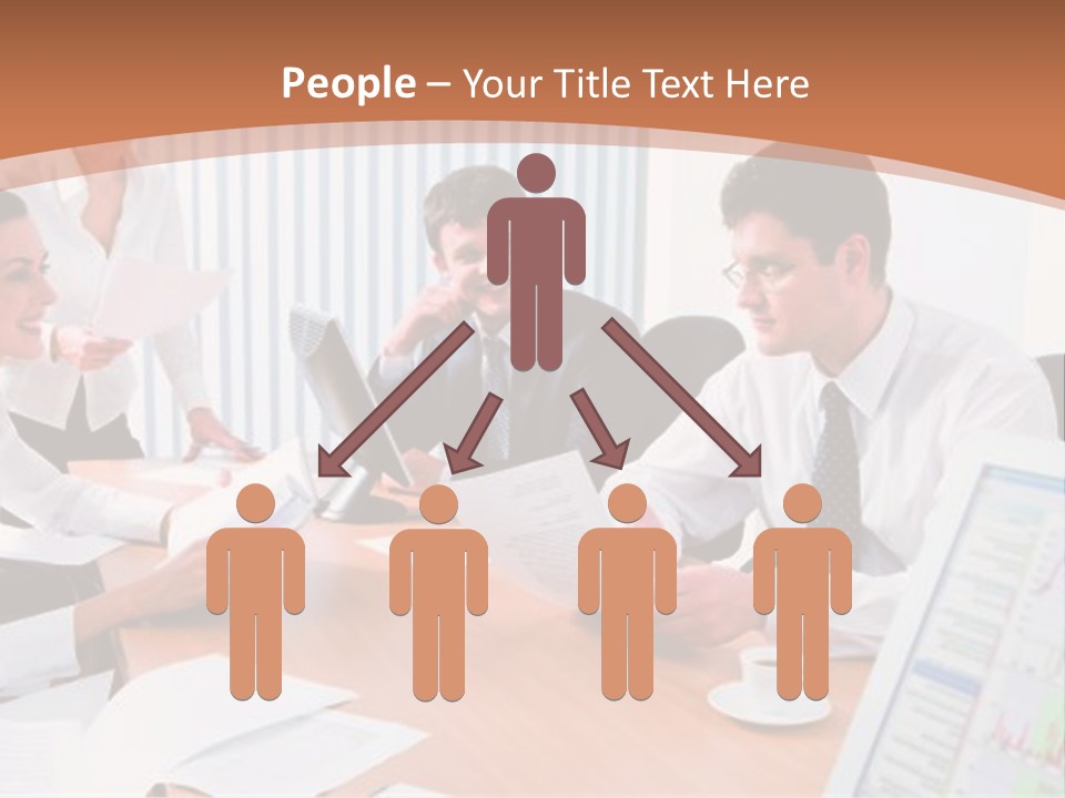 Portrait Of Four Professionals Sitting At The Table And Discussing A Business Idea In The Office PowerPoint Template