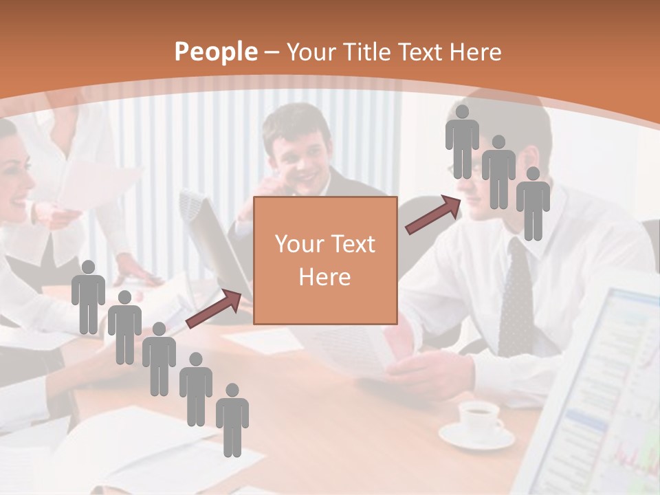 Portrait Of Four Professionals Sitting At The Table And Discussing A Business Idea In The Office PowerPoint Template