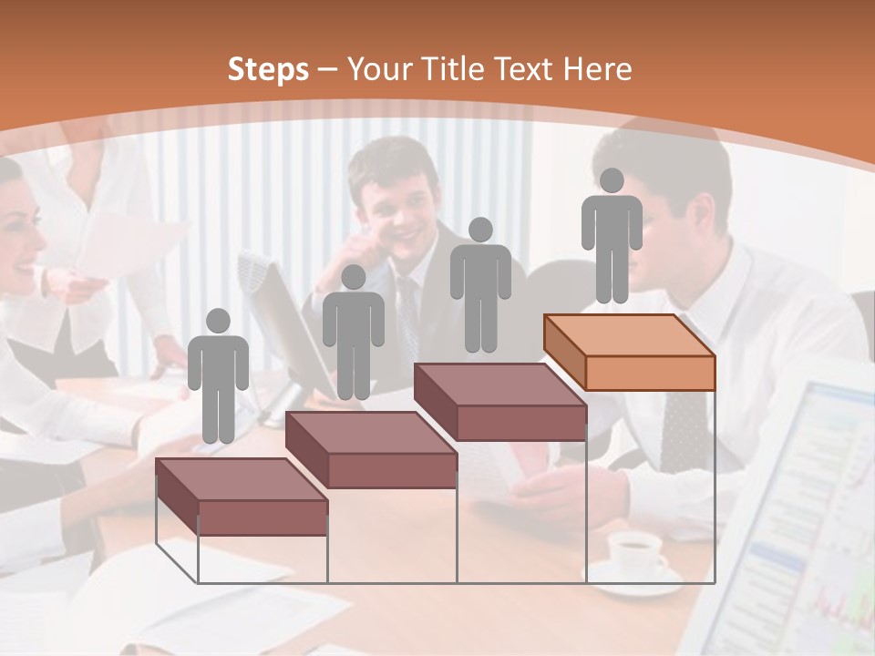 Portrait Of Four Professionals Sitting At The Table And Discussing A Business Idea In The Office PowerPoint Template