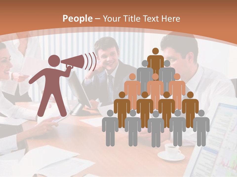 Portrait Of Four Professionals Sitting At The Table And Discussing A Business Idea In The Office PowerPoint Template