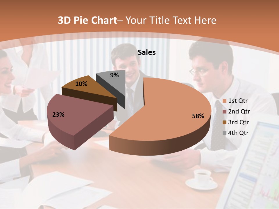 Portrait Of Four Professionals Sitting At The Table And Discussing A Business Idea In The Office PowerPoint Template