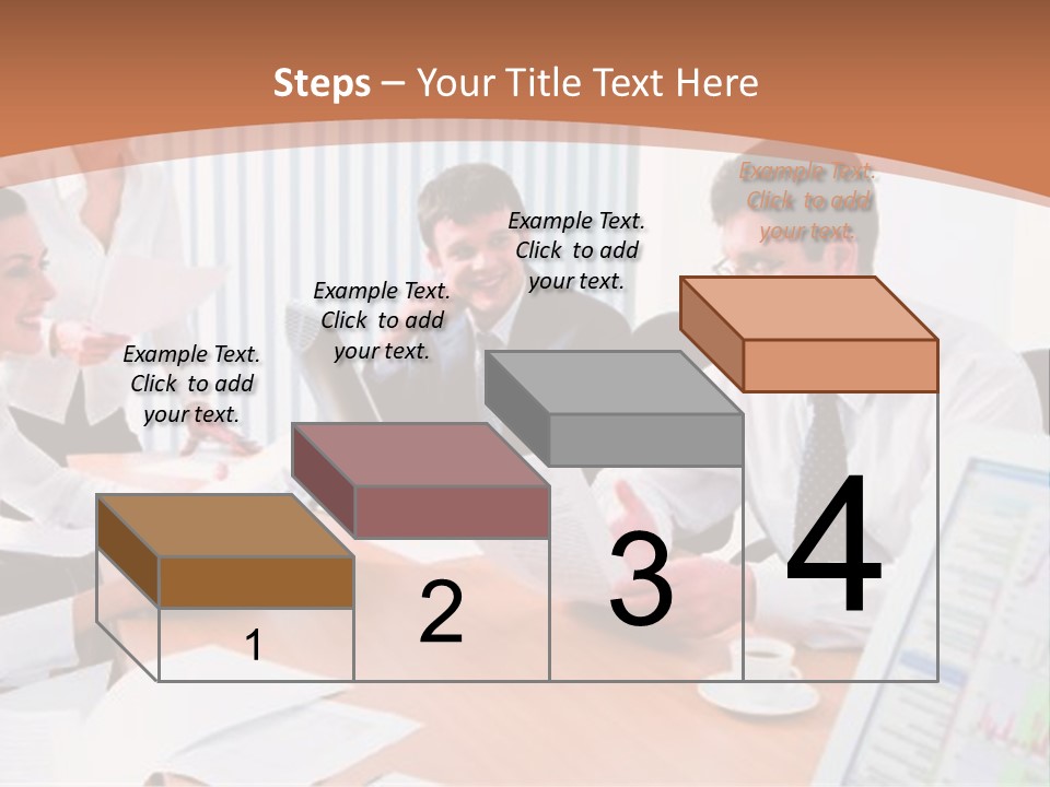 Portrait Of Four Professionals Sitting At The Table And Discussing A Business Idea In The Office PowerPoint Template