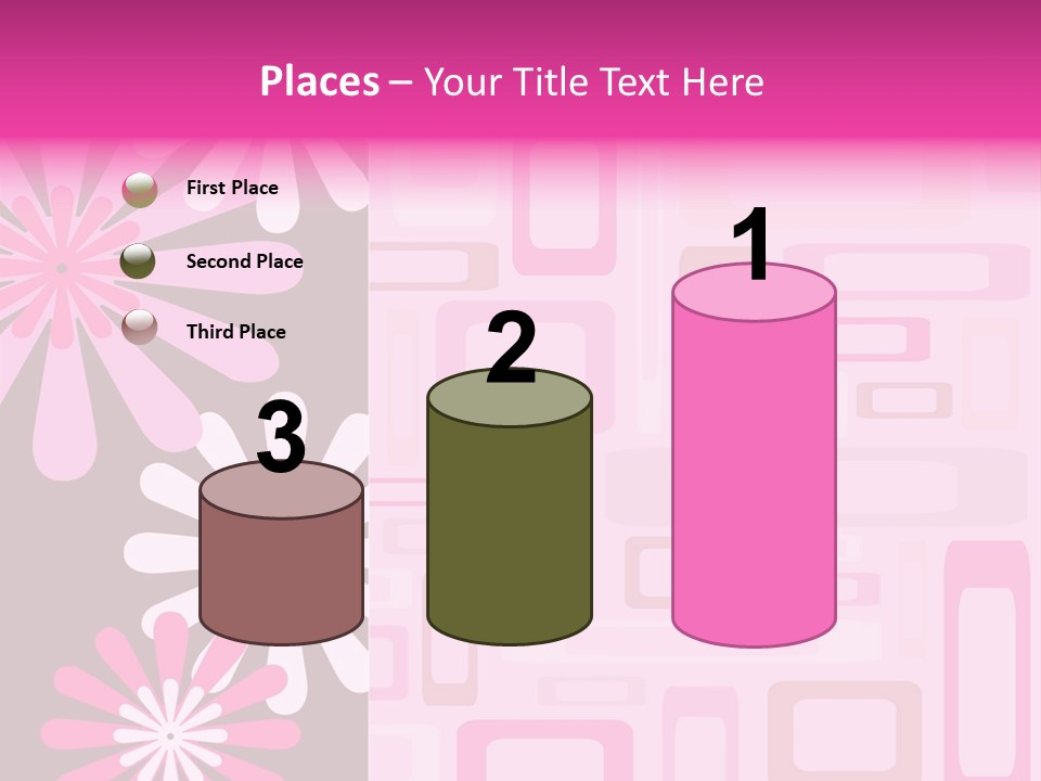 Pink And Brown Rectangles And Flowers PowerPoint Template