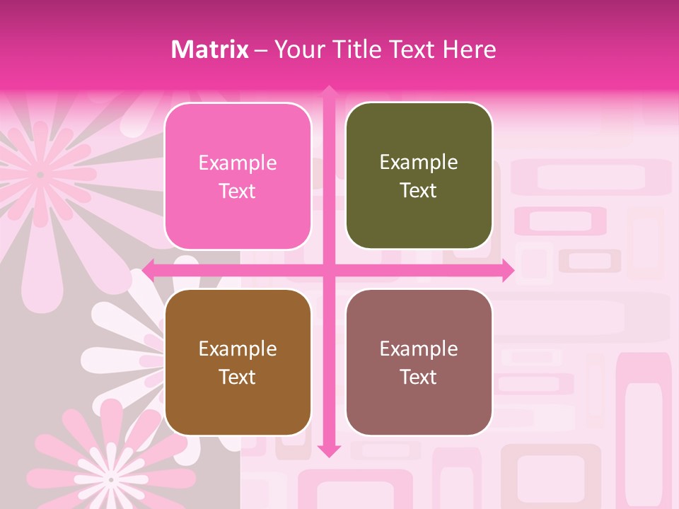 Pink And Brown Rectangles And Flowers PowerPoint Template