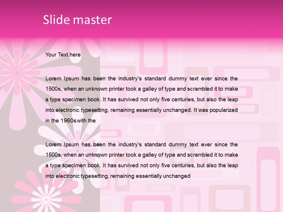 Pink And Brown Rectangles And Flowers PowerPoint Template