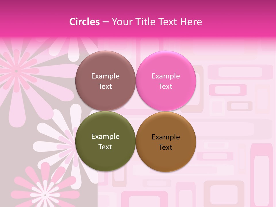 Pink And Brown Rectangles And Flowers PowerPoint Template