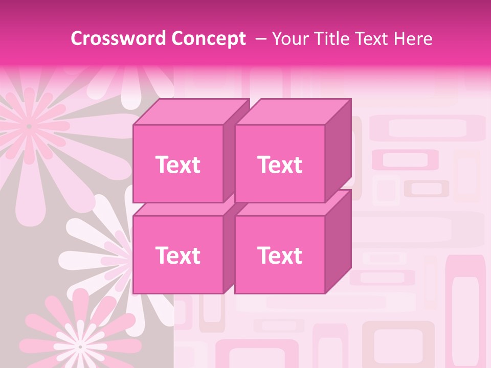 Pink And Brown Rectangles And Flowers PowerPoint Template