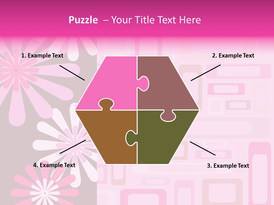 Pink And Brown Rectangles And Flowers PowerPoint Template