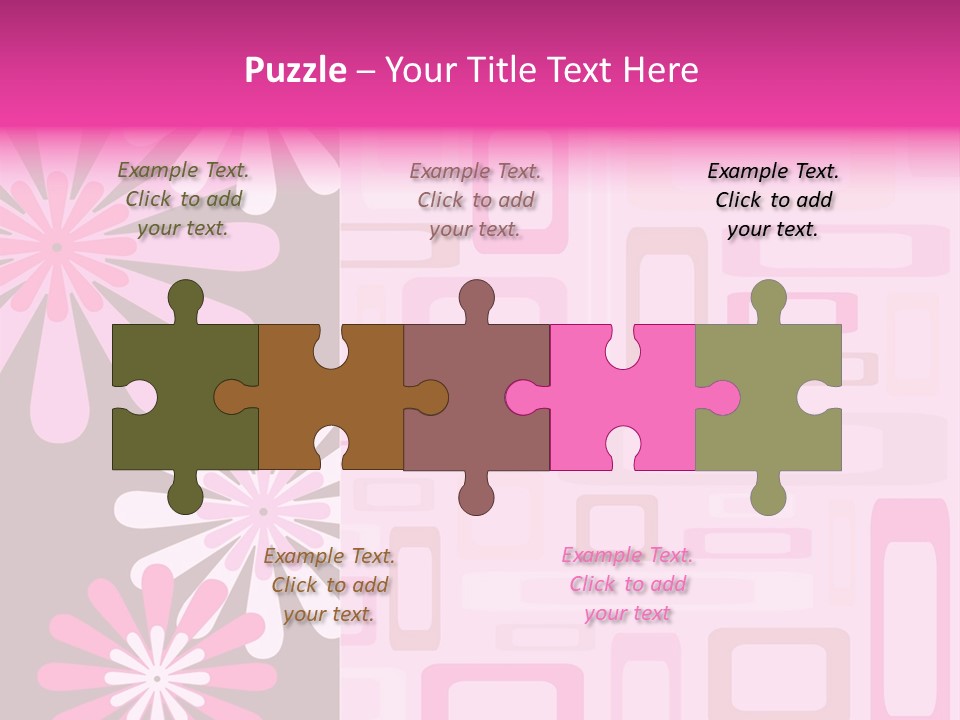 Pink And Brown Rectangles And Flowers PowerPoint Template