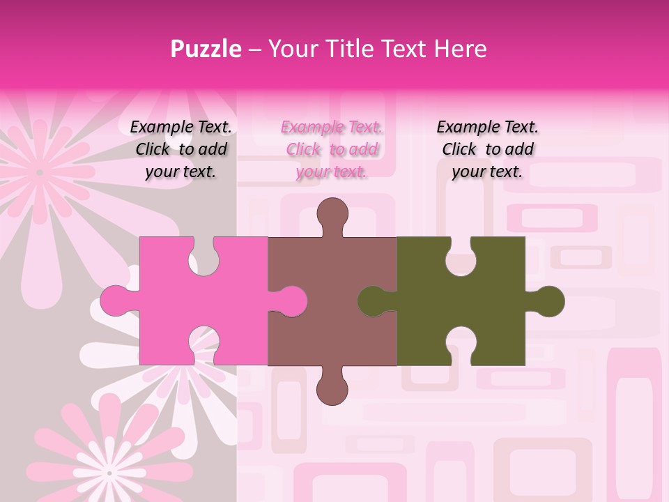 Pink And Brown Rectangles And Flowers PowerPoint Template