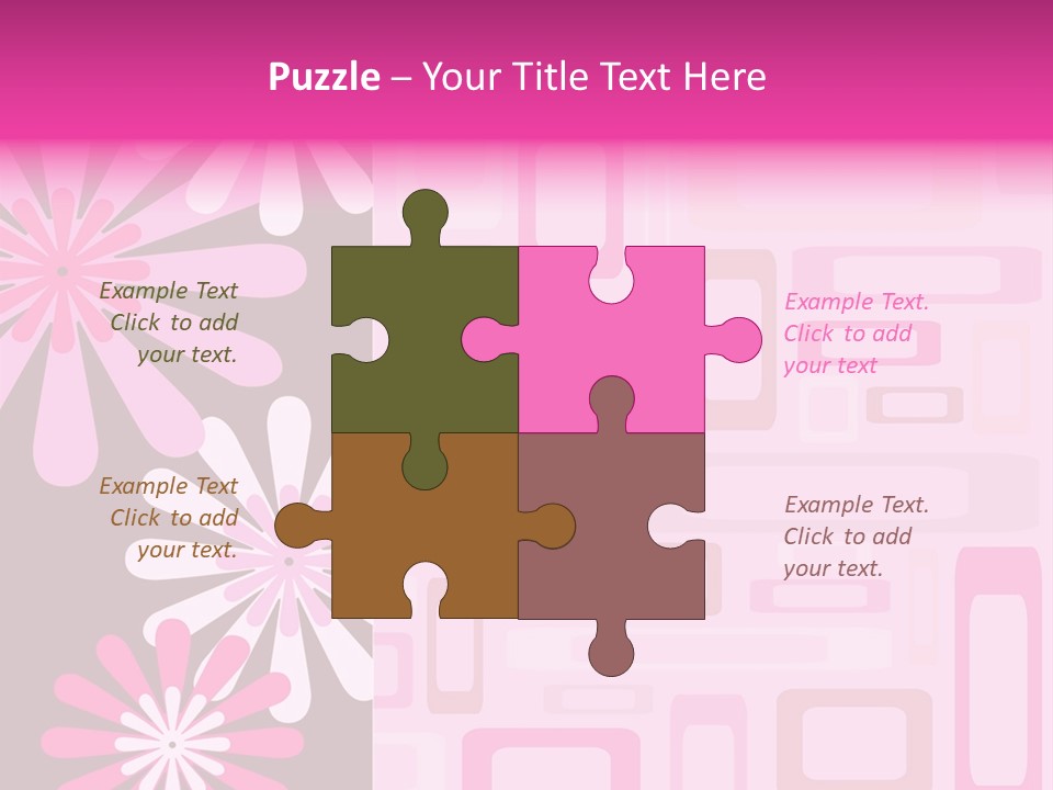 Pink And Brown Rectangles And Flowers PowerPoint Template