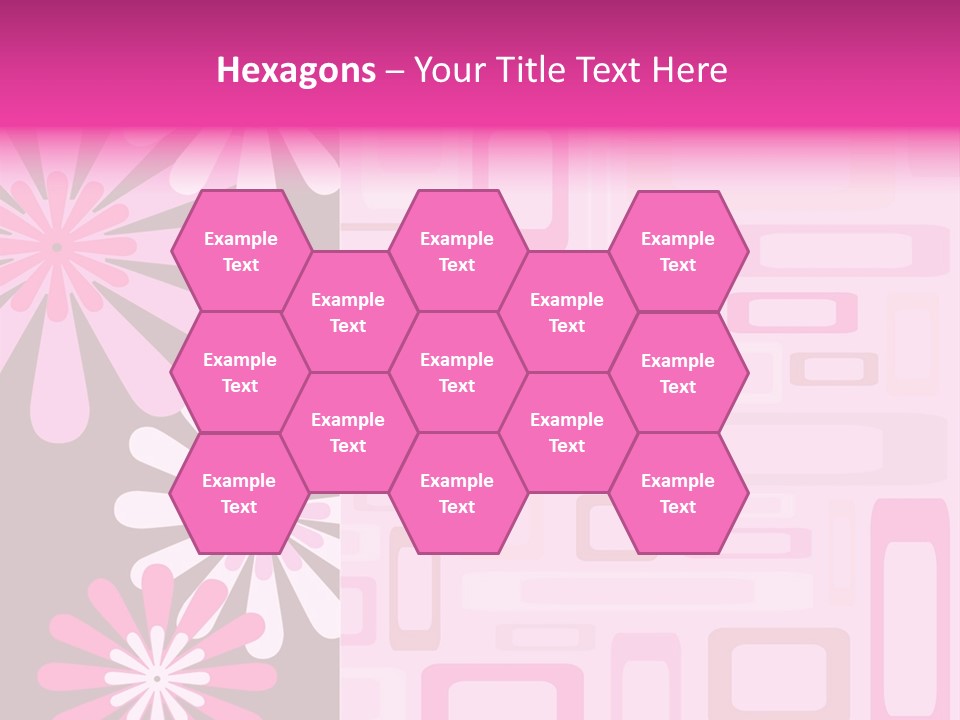 Pink And Brown Rectangles And Flowers PowerPoint Template