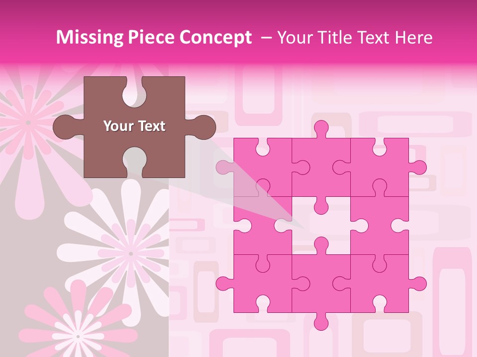 Pink And Brown Rectangles And Flowers PowerPoint Template